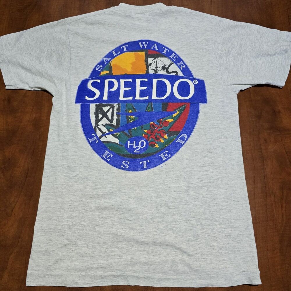 Speedo Vintage Mens 1991 Single Stitch Double Sided Cotton Crew Neck Tee M